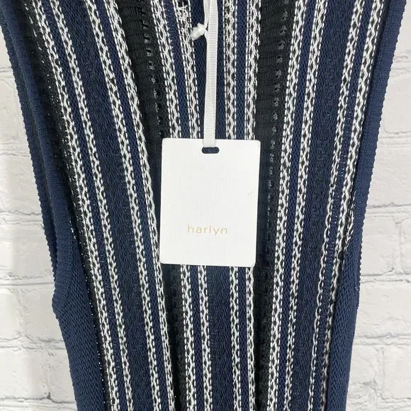 Harlyn Fit and Flare Dress Women’s Medium Navy Blue Sleeveless Open Knit Fit NWT - Picture 12 of 16